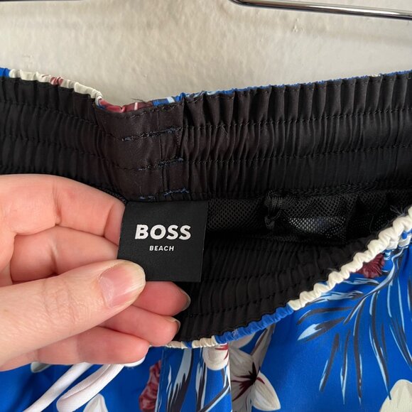 Boss Beach Mens Piranha Blue Floral Swim Trunks Small - Picture 4 of 9